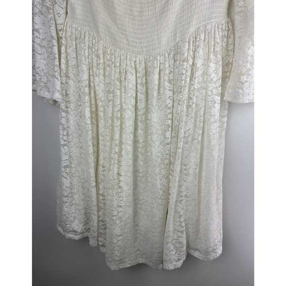 Torrid Lace Shirred Skater Dress Bell Sleeve Whimsy Cream Off White Plus Size 3X - Picture 5 of 11